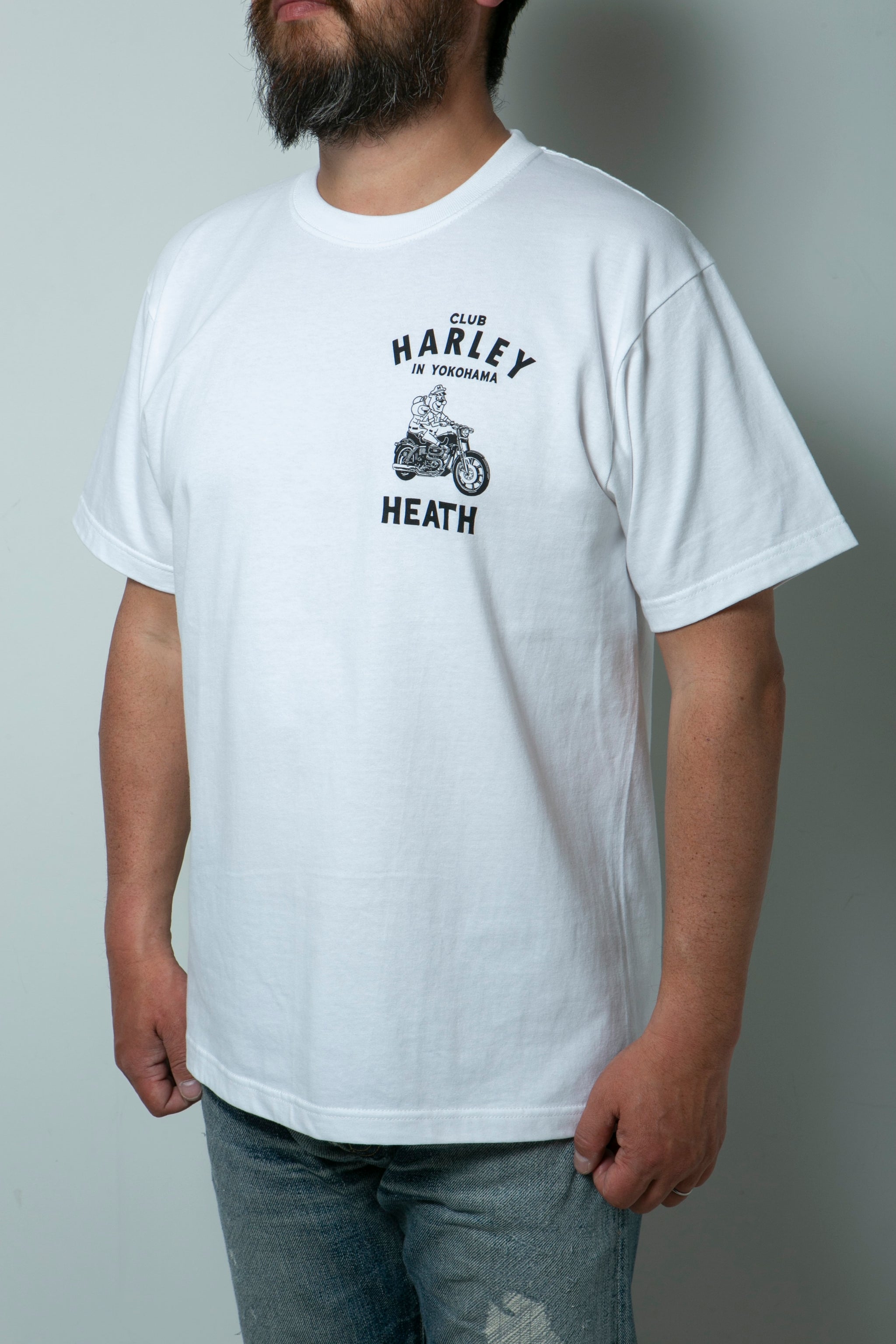 ハーレーTシャツ HEATH × CLUB HARLEY 7.4ozコットンTee